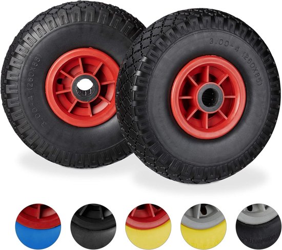 Steekwagenwiel Set - Lekvrije Massief Rubber Banden 3.00-4 inch tot 80 kg van VONROC