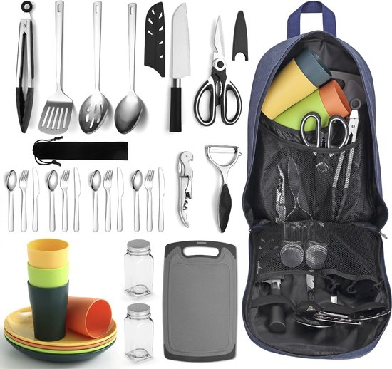 Stellar Camping-kookgereiset - Campingaccessoires - Campingbestekset - Campingset - Kookstel camping - Kookset camping - Kamperen - Kampeer accessoires - Kampeerset van Stellar