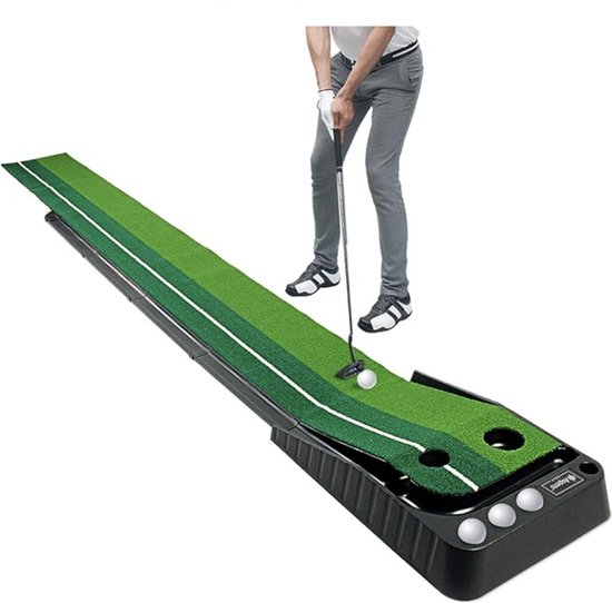 Stellar Golfmat - Oefenmat Golfen - Pitch en Put - Putting Mat - 3 ballen gratis - Retourbaan - Golfbaan - Binnen en Buiten - Golf - Tweekleurige Grasgolfmat - Met Baldikker Retourbaan van Stellar