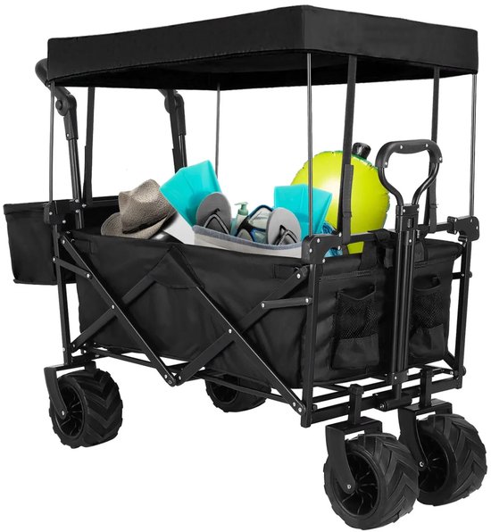 Stemily Bolderkar - Opvouwbaar - All-Terrain Wielen - Afneembare Luifel - Duw- en Trekhandvat - tot 115 KG - 79x51x84cm van Stemily
