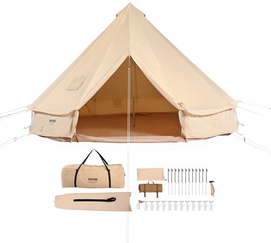 Stemily Yurt Tent - Bell Kampeertent - Technisch Katoen Tent - 8 Persoons Capaciteit - Stove Opening Design van Merkloos