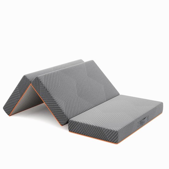 Stervia Traagschuim Matras - Slaapmat - Opvouwbaar - Vormt Naar Lichaam - Antislip Onderzijde - Makkelijk Mee Te Nemen - Grijs - 90 × 200 × 15 cm