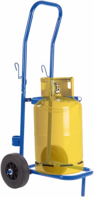Stevige Gasfleskar 100kg - Transportwagen met Veiligheidsketting voor Binnen & Buiten