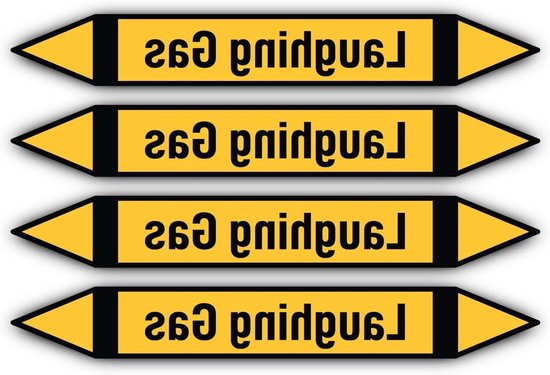 Stickers - Etiketten Labels - Pijp Aanduiding - Niet Brandbaar Gas - 300 x 45 mm - Wit