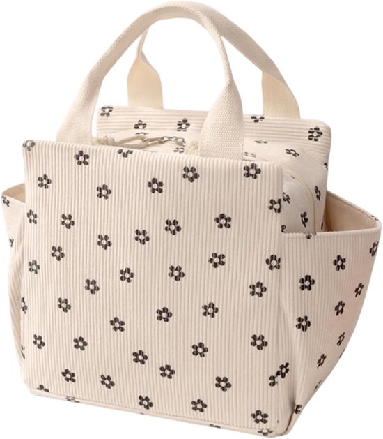 Stijlvolle Geïsoleerde Lunchtas met Flessenhouder voor Werk, School en Picknick - Mini Koeltas van Katoen (12 Liter) van Merkloos