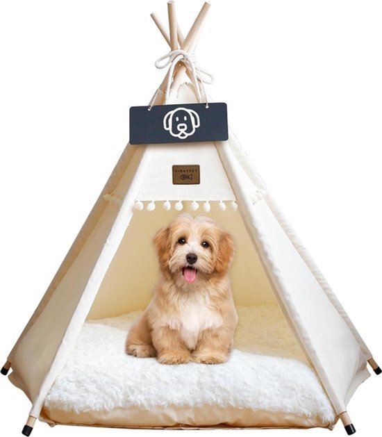 Stijlvolle Tipi Tent Voor Huisdieren Met Comfortabele Pluche Kussen