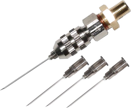 Stikstof Naald Kit - Ventiel Accessoires - Schok Demper Vullen - Inclusief Schrader Ventiel - 5 Delig - Zwart van Merkloos