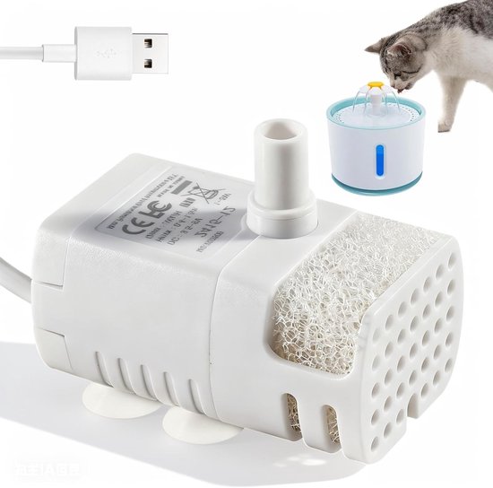 Stille en Energiezuinige Vervangpomp voor Kattenfonteinen met 1,5 m Kabel en 200L/H Doorstroomcapaciteit