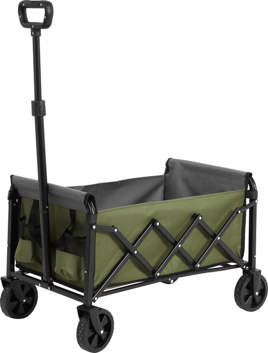 STILVORA Bolderkar Opvouwbaar – Snel Op Te Zetten – 66 X 41 X 45 Centimeter – Staal – Groen – Voor Boodschappen Kamperen Tuin – Afneembare Wielen van Merkloos