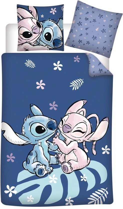 Stitch Dekbedovertrek Angel & Stitch 140 x 200 cm - polykatoen van Merkloos