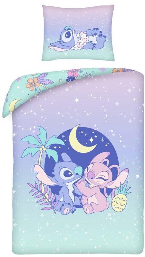 Stitch en Angel Sterren Dekbedovertrek 140 x 200 cm - 70 x 90 cm - katoen van Merkloos