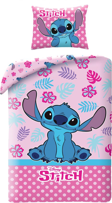Stitch Roze Dekbedovertrek 140 x 200 cm - 70 x 90 cm - katoen van Disney