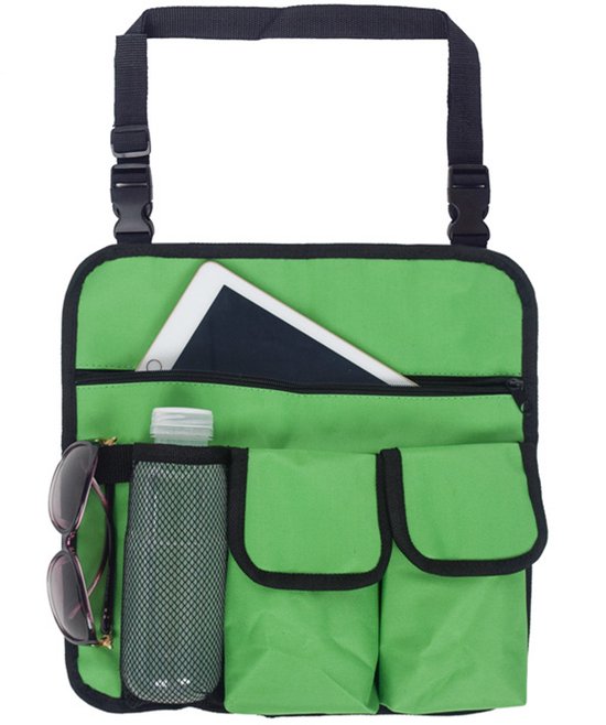 Stoel Armleuning Organisator - 33*33cm - Groen - Met 4 Zakken - 600D Oxford-doek - Hangende organizer - Snackzak - Voor Buiten Opvouwbare Campingstoel en Strandstoel - Waterdicht - Schoudertas