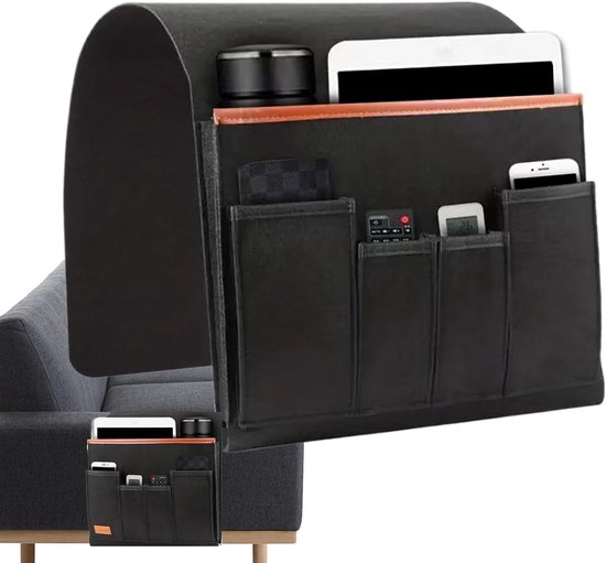 Stoel Armsteun Organizer - Bank Organizer - Afstandsbediening Opbergen - Veelzijdige Opbergoplossing - 32 x 25 x 5 cm - Zwart