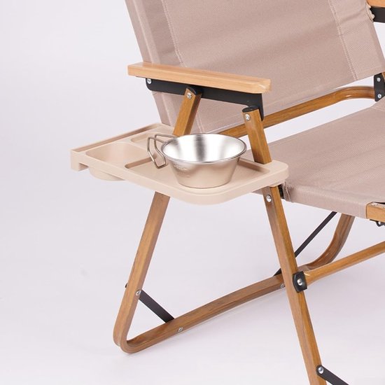 Stoel met opbergvak, campingtafel, opvouwbaar, aluminiumlegering, kaki van Merkloos