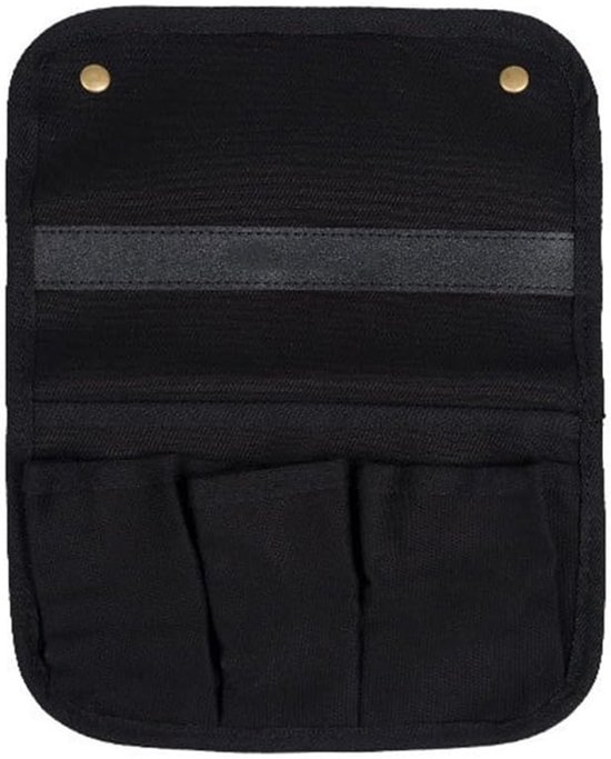 Stoel Organizer - Armleuning Tas - Buiten Ontspannen - Stevig Canvas Materiaal - 24 x 10 x 3 cm - Zwart