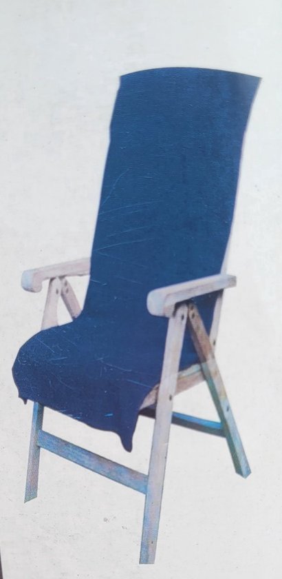 Stoelhanddoek - Kussenbeschermer donkerblauw tuinstoel 60x130 cm - Badstof handdoek voor tuinstoel - blauwe tuinstoelhanddoek - stoelhoes