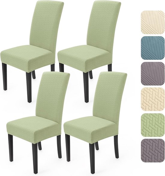 Stoelhoezen 4 Stuks Stretch Stoelhoes Moderne Jacquard Spandex Stoelhoezen voor Eetkamerstoelen Eetstoelhoezen Universele Wasbare Stoelbekleding voor Hotel Restaurant Feest (Lichtgroen, 4 Stuks)-T