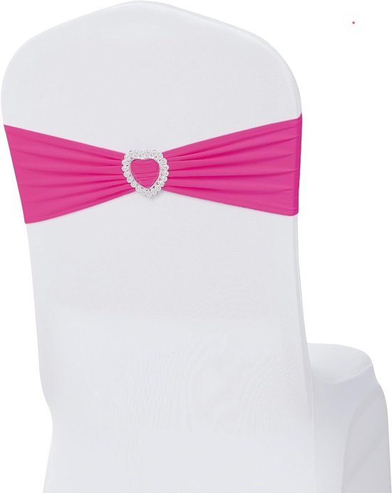 Stoelsjerpen Strikken - Stoelbanden Elastisch - Feestdecoratie Aanbrengen - Eenvoudig Zonder Strik - 30 stuks - Fuchsia