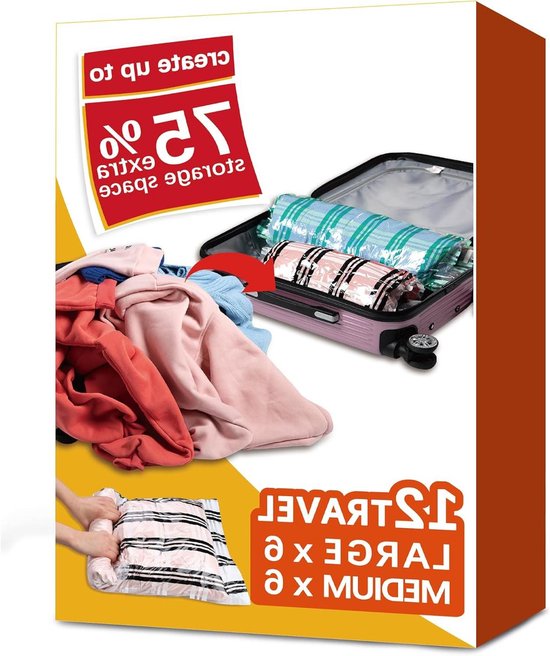 Storage Master 12 reizen compressie zakken, vacuüm verpakking ruimtebesparende rits zakken voor cruise reizen accessoires