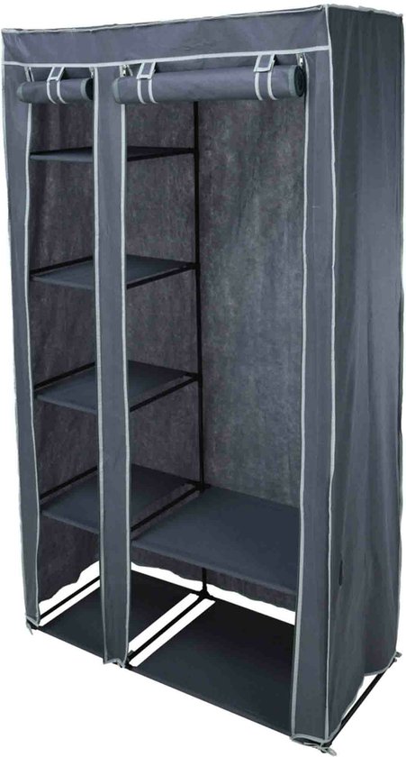 Storage Solutions Kast - mobiel kledingkast - 6-vaks - opvouwbaar - grijs - 174 cm van Storage Solutions