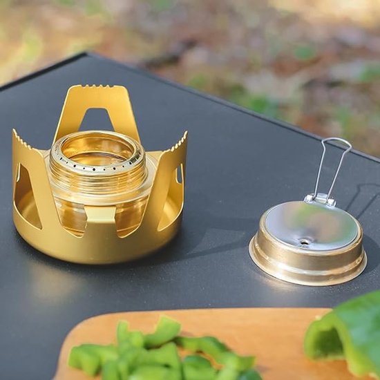 Store_8 - Draagbare Camping Alcohol Stove - Ultralight Kachels - Ideaal voor Kamperen - Goud - Backpacken en Wandelen - Compact en Lichtgewicht