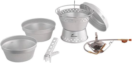 Storm Kooktoestel - Compact Fornuis - Buiten Koken - Gas & Batterij - 10x10x4 cm - Roestvrij Staal