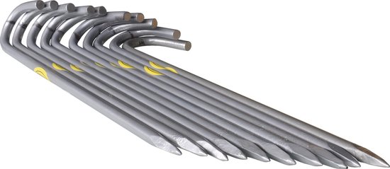 Stormharing Grondpen - 10 Stuks - Ø10 x 420mm / 55mm - Stalen Staaf - Geschikt voor grote tenten Groepstenten Evenement Tenten Voortenten - Alle Grondsoorten van Storm
