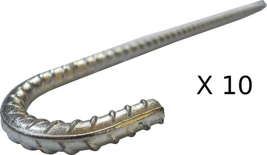 Stormharing Grondpen - 10 Stuks - Ø12 x 380mm / 75mm - Stalen Staaf - Geschikt voor grote tenten Groepstenten Evenement Tenten Voortenten - Alle Grondsoorten van Storm
