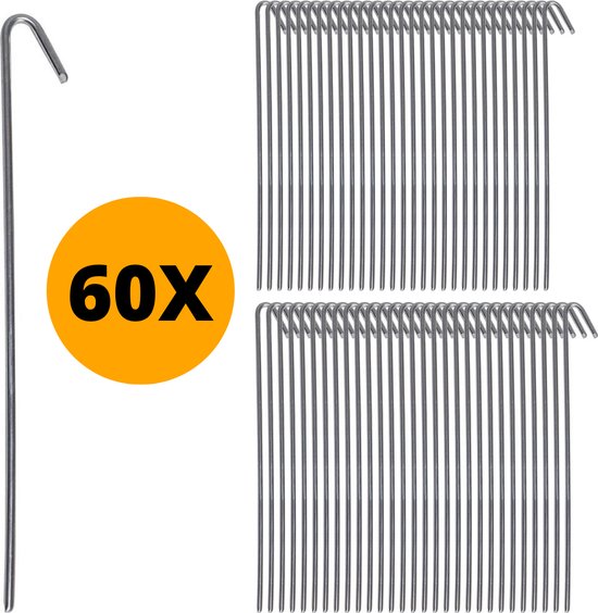 Stormharing Grondpen | 60 Stuks | Ø5 x 230mm / 30mm | Stalen Staaf | Tentharing Metaal van Storm