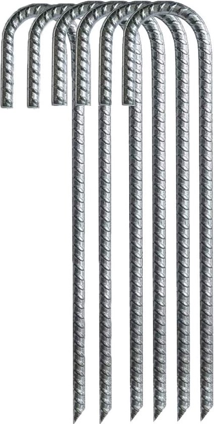 Stormharing Grondpen | XXL | 6 Stuks | Ø12 x 380mm / 40mm | Stalen Staaf | Tentharing van Storm