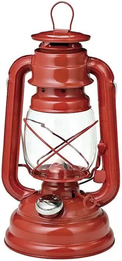 Stormlantaarn - Olielamp - 25 cm - Rood - Voor Binnen en Buiten van Perel