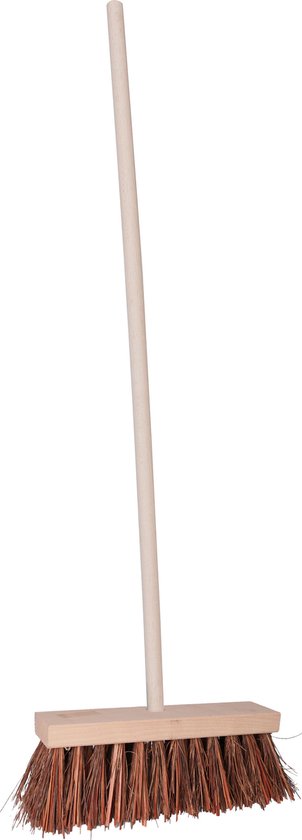 Straatbezem/buitenbezem - Theo - hout/piassava - 121 cm steel - 30 cm bezemkop - werkplaats bezem van Garden of Eden