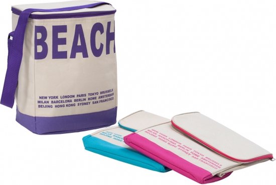Strand Koeltas van 20 liter - 28 x 35 cm - voor flessen/blikjes/etenswaren - koelen Roze van Baninni