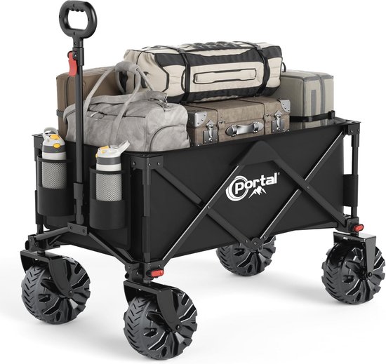 Strand Trolley Kar met Grote Wielen - Opvouwbare Tuinwagen voor Camping en Festivals van LifeGoods