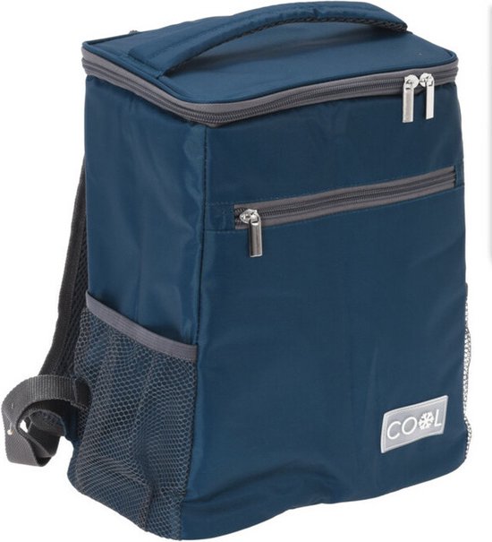Strand/camping koeltas - Rugtas/rugzak model - 23 x 15 x 36 cm - 2 vakken - blauw van Merkloos