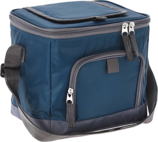 Strand/camping koeltas - schoudertas model - L22 x B18 x H22 cm - 2 vakken - blauw van Balvi