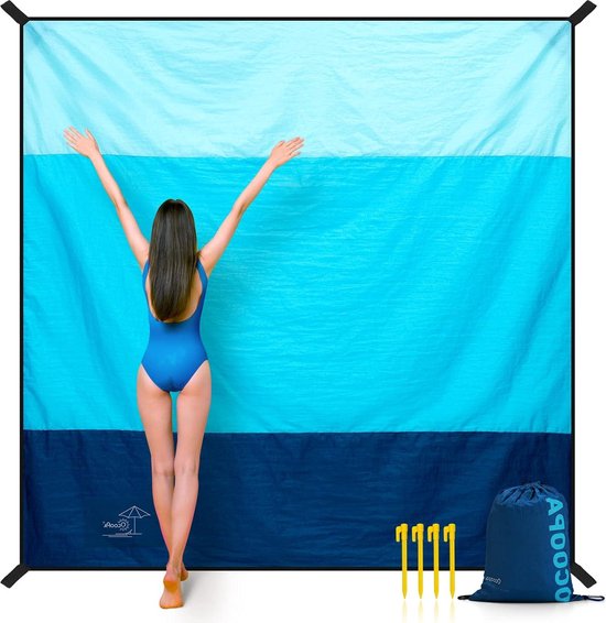 Stranddeken 210 X 200 Cm - Zandvrij Buitendeken - Picknickkleed Waterdicht - Zacht En Duurzaam - Licht En Draagbaar - Met Opbergtas - Reizen Kamperen Strandvakantie van Merkloos