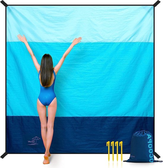Stranddeken Zandvrij 210 X 200 Cm Waterdicht Picknickkleed - Zacht En Duurzaam - Licht En Draagbaar met Opbergtas - Reizen Kamperen Strandvakantie van Merkloos