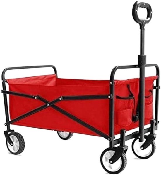 Strandkar Opvouwbaar - Dolly Tuin - Transport Boodschappen - Vier 360° Draaibare Wielen - N.v.t. - Rood