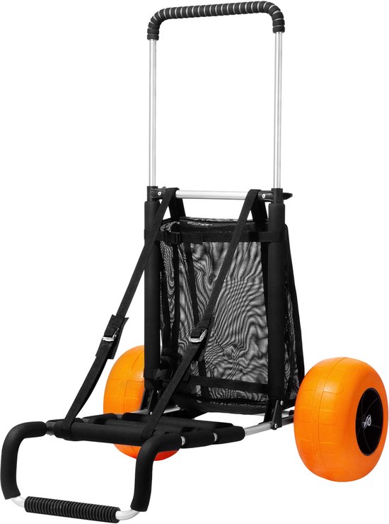 Strandkar voor Zand - 29,9 “X 15,4” Laadoppervlak. Opvouwbare Zandkar met 12“ Schuimrubberen Wielen, Een Capaciteit Van 165 Lbs En Een Verstelbare Hoogte Van 27” Tot 44,7”,Zwaar Gebruik voor Strandavonturen. van Merkloos