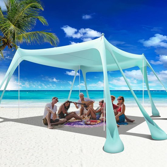 Strandluifel - Strandtent zonnescherm - Buiten ontspannen - UPF 50+ UV bescherming - 3 x 3 m - Turquoise