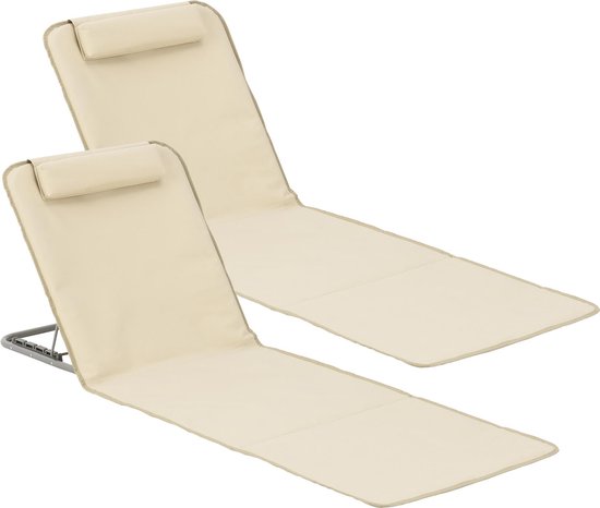 Strandmat Donostia met rugleuning set van 2 beige van Merkloos