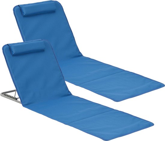 Strandmat Donostia met rugleuning set van 2 blauw