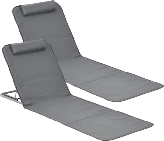 Strandmat Donostia met rugleuning set van 2 donkergrijs van Summerset