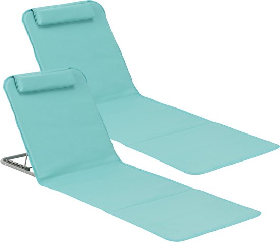 Strandmat Donostia met rugleuning set van 2 turquoise