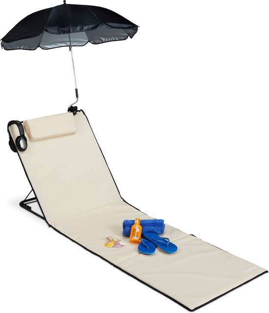 Strandmat - met parasol - verstelbaar van Merkloos