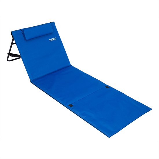 Strandmat met rugleuning, strandbed blauw van Bo-Camp