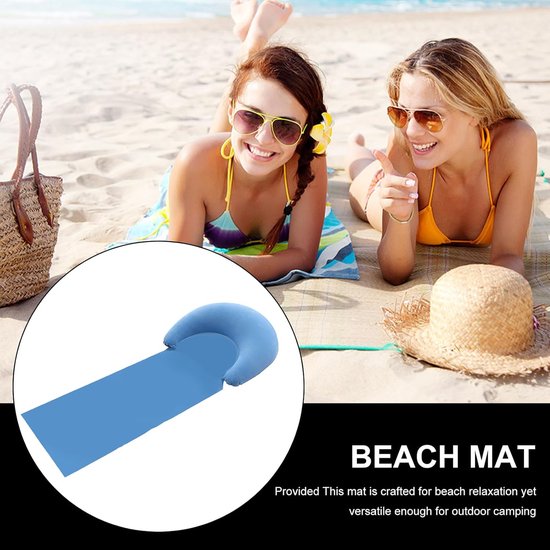 Strandmat Opblaasbaar - Lounge Mat - Ontspannen Buiten - Zandvrij Ontwerp - 160 x 70 cm - Lichtblauw