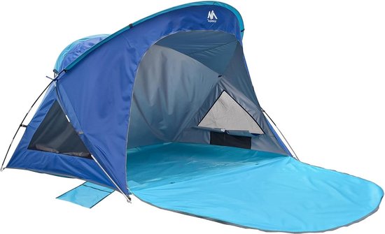 Strandschelp XXL - 3-4 personen - uv-bescherming 50+ - zonwering - strand windbescherming - campingtent - inkijkbescherming - ritssluiting - kleine verpakkingsmaat - strand - speelplaats - tuin van Lumaland
